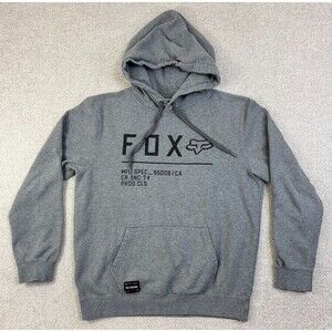Fox Racing Hoodie Sweatshirt Pullover Motocross Men's Medium Gray Spell Out Y2K